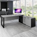 Ver imagem 1 de Mesa Dinâmica 1,70m C/ Armário e Cx de Tomadas Pés Metal F5