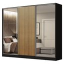 Ver imagem 2 de Guarda-Roupa Casal 100% MDF Madesa Royale 3 Portas de Correr com Espelhos Preto/Rustic Cor:Preto/Rus