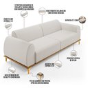 Ver imagem 4 de Sofá 03 Lugares Para Sala de Estar Kiev 230 cm D02 Linho Cru C-443 - Lyam Decor