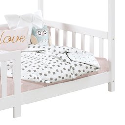 Cama Montessoriana Madeira Maciça Casa com Estrado Lisan Branca - 6