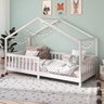 Cama Montessoriana Madeira Maciça Casa com Estrado Lisan Branca Idimex - 2