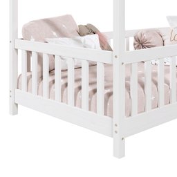 Cama Montessoriana Madeira Maciça Casa com Estrado Lisan Branca - 9