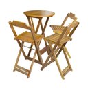 Ver imagem 5 de Kit 3 Conjuntos De Mesa Bistrô Dobraveis Em Madeira Padrão Com 3 Banquetas Altas - Mel - Marrom