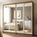 Ver imagem 3 de Conjunto 2 Guarda-Roupas 4 Portas de Correr com 4 Espelhos Rustic/Branco Tokio Madesa
