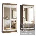 Ver imagem 6 de Conjunto 2 Guarda-Roupas 4 Portas de Correr com 4 Espelhos Rustic/Branco Tokio Madesa
