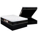 Ver imagem 1 de Cama Box Baú Casal: Colchão Espuma D45 Castor Black e White Air Euro Pillow + Base CRC Courano Black