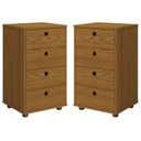 Ver imagem 1 de Kit 2 Peças Mesa de Cabeceira Gaveteiro 4 Gavetas Classic:freijo