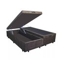 Ver imagem 2 de Base Box Baú Casal Luxo Blindado Bipartido AColchoes Suede Marrom 49x138x188
