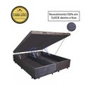Ver imagem 1 de Base Box Baú Casal Luxo Blindado Bipartido AColchoes Suede Marrom 49x138x188