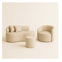 Ver imagem 1 de Conjunto 01 Poltrona + Sofá e 1 Puff Curvo Orgânico Nature Gaia Boucle Bege - Montanaris Decor
