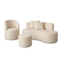 Ver imagem 2 de Conjunto 01 Poltrona + Sofá  e 1 Puff Curvo Orgânico Nature Gaia Boucle Bege - Montanaris Decor