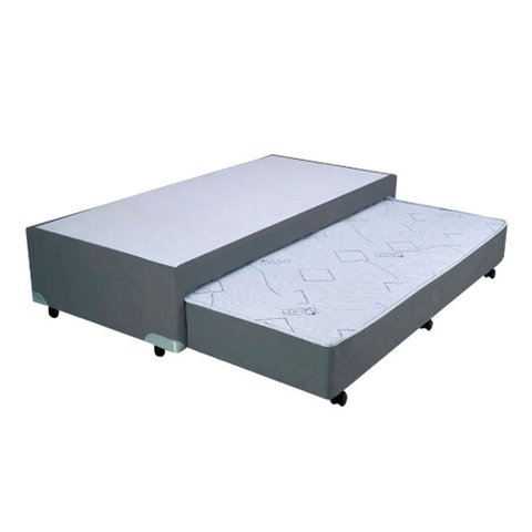 Cama Box Bicama Auxiliar Solteiro Suede Espuma 8cm 40x88x188 Cinza
