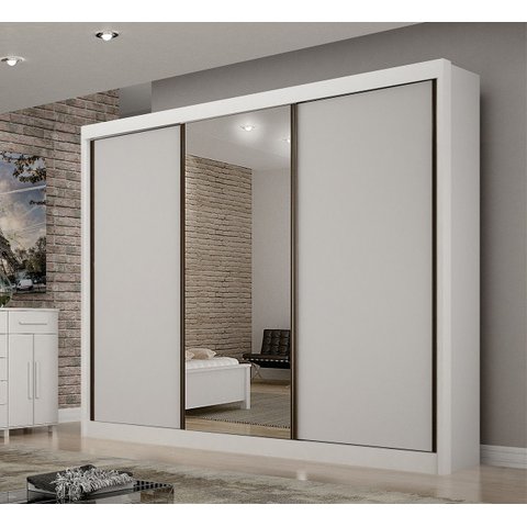 Guarda Roupa Casal com Espelho 3 Portas Milano - Arbo Design