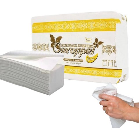 Papel Toalha Interfolha Gold Extra Luxo 24g 1000 Folhas 22,5 X 22,5 Ouroppel