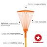 Rastelo Vassoura Aço 18 Dentes Reguláveis Cor Laranja com Cabo de Madeira 1,2 Metros Durín - 2