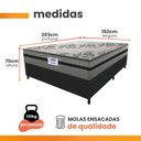 Ver imagem 3 de Cama Box Casal King Colchão Gazin com Molas Ensacadas Rubi Suede Preto/Cinza