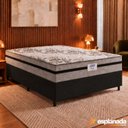 Ver imagem 2 de Cama Box Casal King Colchão Gazin com Molas Ensacadas Rubi Suede Preto/Cinza