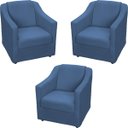 Ver imagem 1 de Kit 3 Poltronas Decorativas Para Sala De Espera Recepção Escritório Consultório Suede