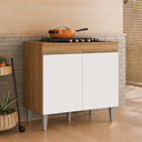 Ver imagem 2 de Balcão Multiuso Alinne 79cm para Cooktop 4 e 5 Bocas com 2 Portas - Nature/Branco Peternella