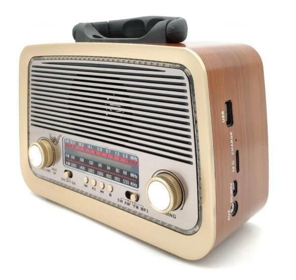 Rádio Vintage Am Fm Sw Usb Pen Drive Aux P2 Bluetooth - 2