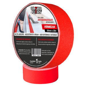 Fita Antiderrapante 50 Mm X 30 Metros - Vermelha