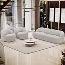 Ver mais imagens de Sofá 3 Lugares Curvo Orgânico com 02 Poltronas Living 250cm Barolo L06 Bouclê Cinza