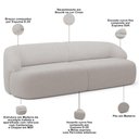 Ver imagem 6 de Sofá 3 Lugares Curvo Orgânico com 02 Poltronas Living 250cm Barolo L06 Bouclê Cinza