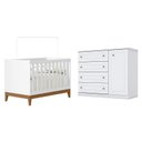 Ver imagem 1 de Berço Americano Flip Branco Acetinado Reller e Cômoda Infantil Americano Brando Hp - Henn