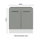 Ver imagem 4 de Balcão Multiuso 80cm 2 Portas Branco/Cinza Agata Madesa Branco/Cinza