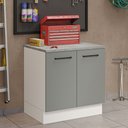 Ver imagem 1 de Balcão Multiuso 80cm 2 Portas Branco/Cinza Agata Madesa Branco/Cinza