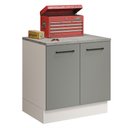 Ver imagem 3 de Balcão Multiuso 80cm 2 Portas Branco/Cinza Agata Madesa Branco/Cinza