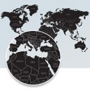 Ver imagem 1 de Mapa-Múndi adesivo para parede - Preto com nomes cinza - 170X95
