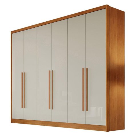 Guarda Roupa Casal New Messina 6 Portas 8 Gavetas Cinamomo Fendi - Novo Horizonte