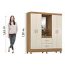 Guarda Roupas Casal Capela 4 Portas com Espelho 2 Gavetas Amêndoa/off White Lord Demóbile Amêndoa - 2