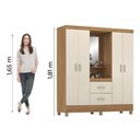 Ver imagem 2 de Guarda Roupas Casal Capela 4 Portas com Espelho 2 Gavetas Amêndoa/off White Lord Demóbile Amêndoa