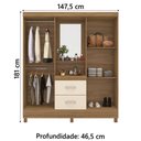 Ver imagem 5 de Guarda Roupas Casal Capela 4 Portas com Espelho 2 Gavetas Amêndoa/off White Lord Demóbile Amêndoa