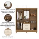 Ver imagem 7 de Guarda Roupas Casal Capela 4 Portas com Espelho 2 Gavetas Amêndoa/off White Lord Demóbile Amêndoa