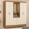 Guarda Roupas Casal Capela 4 Portas com Espelho 2 Gavetas Amêndoa/off White Lord Demóbile Amêndoa - 6