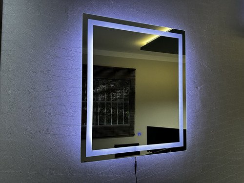 Espelho Grande Jateado Retangular 70x50cm com Led e Touch Screen:led Branco Neutro/vertical - 5