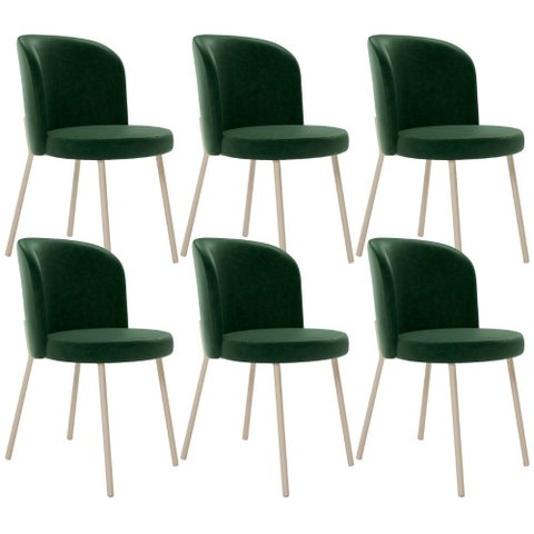 Kit 6 Cadeiras Sala de Jantar Estofada Gavi Arena L02 Couríssimo Verde Musgo - Lyam Decor