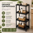Ver imagem 6 de Estante Preta 4 Andares Organizadora Cozinha Banheiro Lavanderia Despensa Quarto Compacta Black