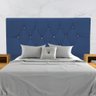 Cabeceira Estofada Cama Box Casal 140 Cm Suede Dubai Azul Marinho - 1