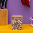 Ver imagem 5 de Pote de Vidro 800ml com Tampa de Bambu Hermético Quadrado - Tüd