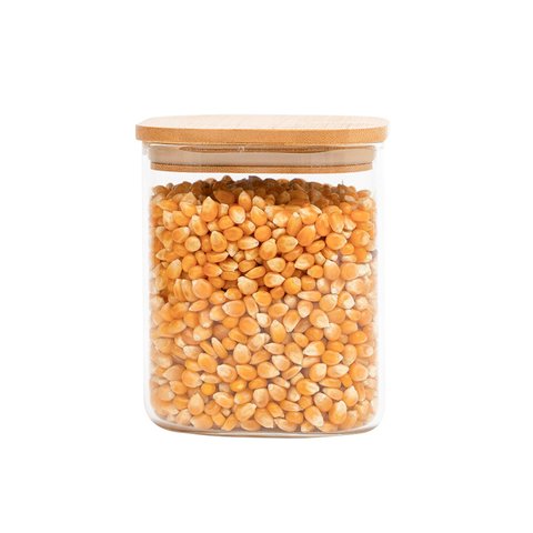Pote de Vidro 800ml com Tampa de Bambu Hermético Quadrado - Tüd