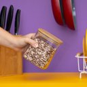 Ver imagem 6 de Pote de Vidro 800ml com Tampa de Bambu Hermético Quadrado - Tüd