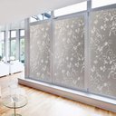 Ver imagem 2 de Pelicula Adesivo Eletrostatica Vidro Jateado Galhos e Flores