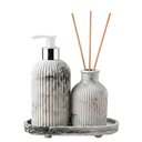 Ver imagem 1 de Kit Difusor Aromatizador Marmorizado com Saboneteira e Bandeja – Mescla