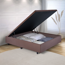 Cama Box Baú Viúva 120x203x42 Cm Suede com Pistão a Gás - 1 Cama Box Baú Viúva 120x203x42 Cm Suede com Pistão a Gás - 1