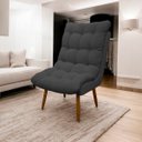 Ver imagem 2 de Poltrona Decorativa para Sala Consultório Clínica Recepção Salão Manicure Sufler Decorativa Linho
