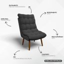 Ver imagem 3 de Poltrona Decorativa para Sala Consultório Clínica Recepção Salão Manicure Sufler Decorativa Linho